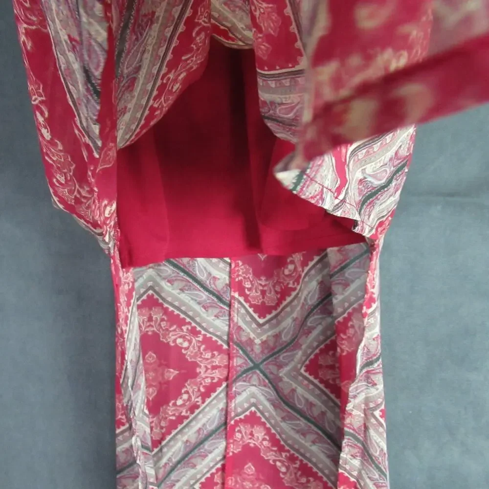 Mossimo Dress Womens Medium Red Sheer Floral Paisley Maxi Boho Chic Hippie Retro
